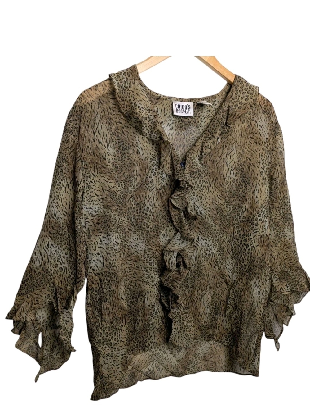 Chicos 2 Silk Animal Print Blouse Large Chicos Design Vintage - Picture 3 of 9